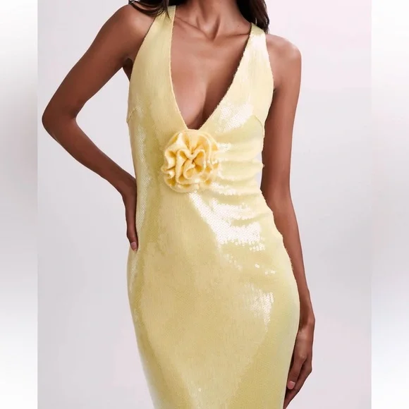 Meshki | Dresses | Meshki Elegant Yellow Sequin Dress | Poshmark